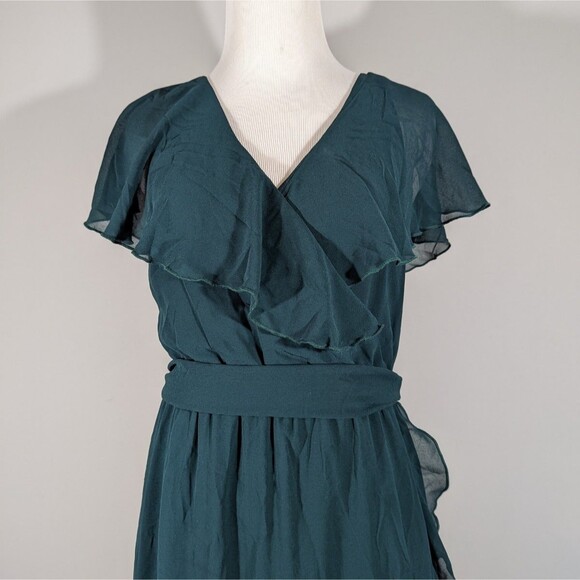 NWT Show Me Your Mumu Dress Women Size M Green Bridesmaid Ruffle High Low Wrap - Picture 6 of 10